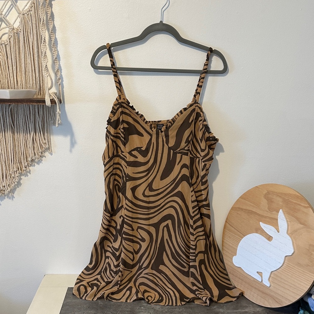 Wild Fable Tan and Brown Zebra Print Mini Dress